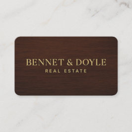 Cartão De Visita Metálico de luxo Dourado em Mahogany Wood-Grain