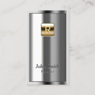 Cartão de visita metálico do pastor do logotipo