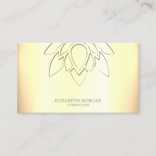 Cartão De Visita Metálico Dourado de Lotus Simples Elegante