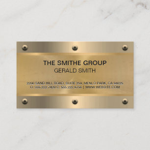 Cartão De Visita Metálico Dourado Rivets