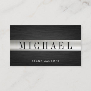 Cartão De Visita Metálico elegante Textura de metal escuro