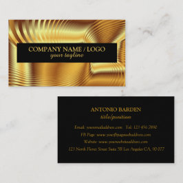 Cartão De Visita Metálico Simples Moderno, Dourado E Preto