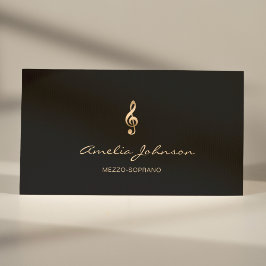 Cartão De Visita Mezzo Soprano Dourado Treble Clef Music Elegante