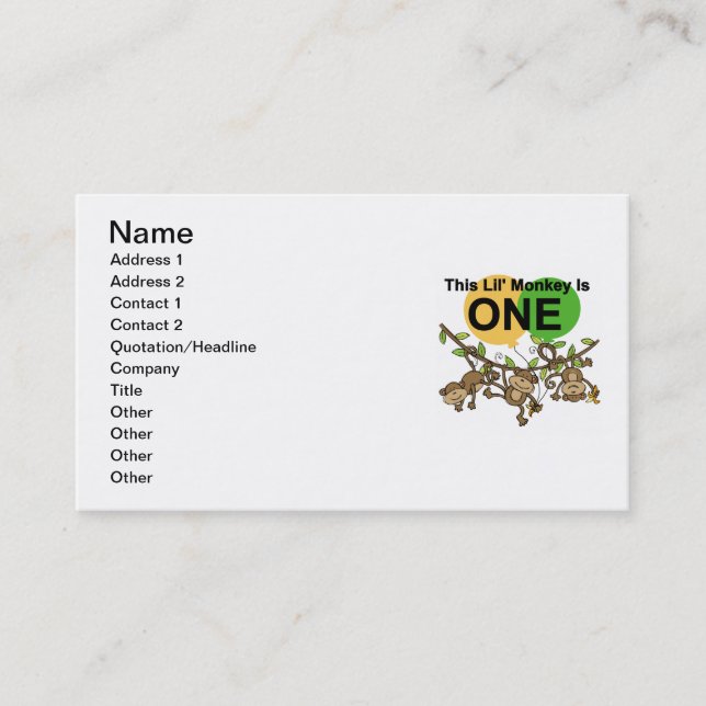 Cartão De Visita Micos-macacos primeiro aniversario camisas e prese (Frente)
