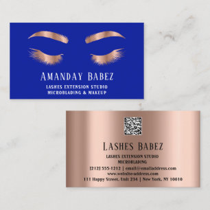 Cartão De Visita Microblade Makeup Eyelash Extension Código QR Azu