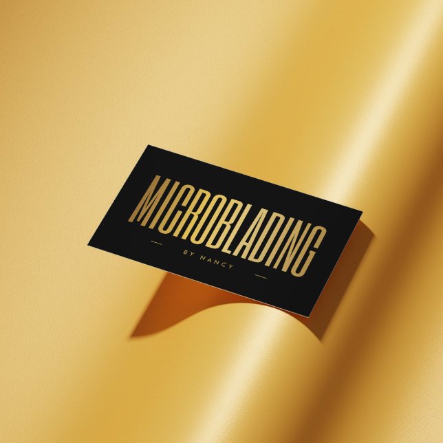Cartão De Visita Microblading Preto e Dourado  (Criador carregado)