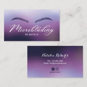 Cartão De Visita Microblading Purple Ombre Typografia Beauty Salon