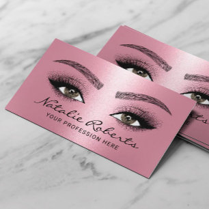Cartão De Visita Microblading Salon Eyelash da Beleza Rosa Moderna