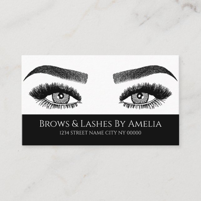 Cartão De Visita Microbordação Brows & Lashes, Extensões Eyelash (Frente)