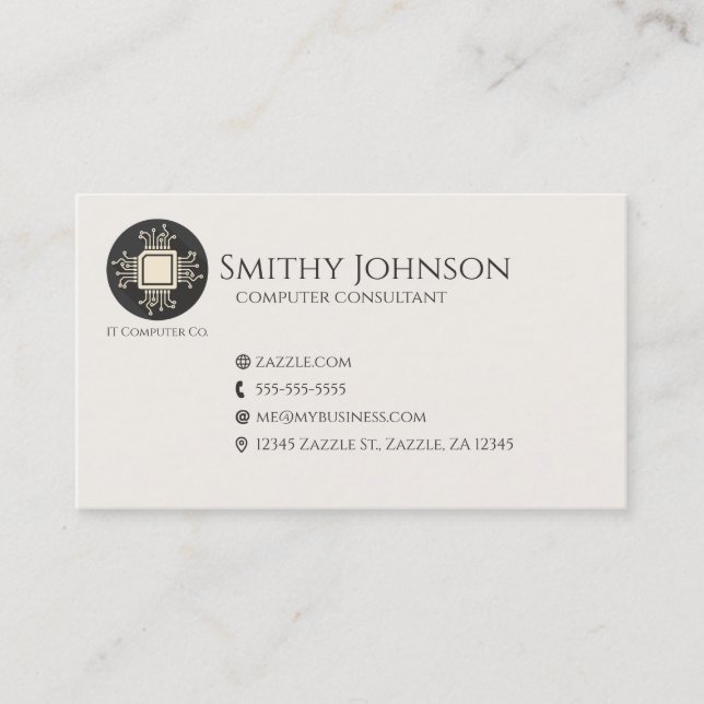 Cartão De Visita Microchip de computador preto (Frente)