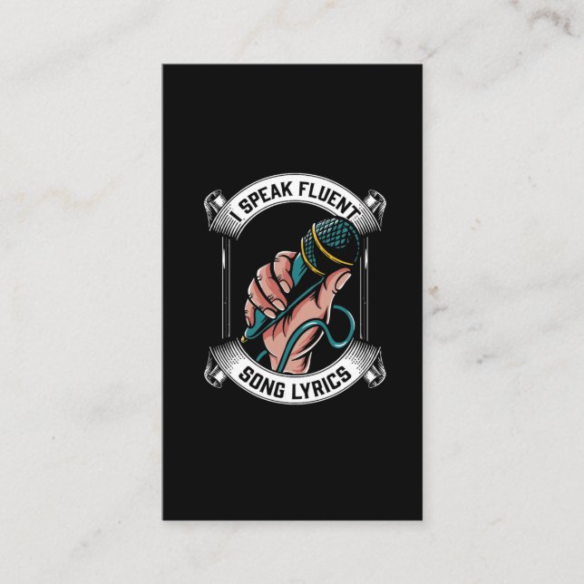 Cartão De Visita Microfone Cantor Música Fluente Letras Karaoke Lov (Frente)