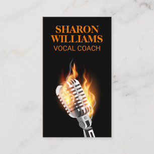 Cartão De Visita Microfone em Fogo