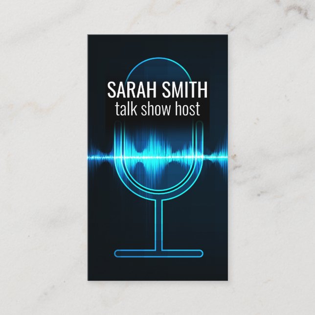 Cartão De Visita Microfone | Onda de som digital (Frente)