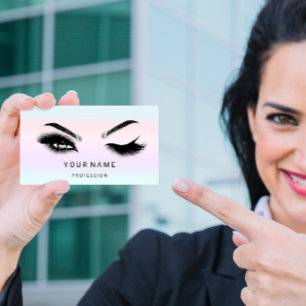 Cartão De Visita Microlâmina de Eyelash. QR CODE Logotipo Silver Om
