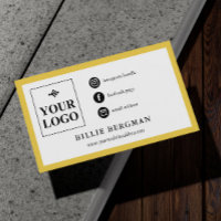 Mídia social branca amarela minimalista seu logoti