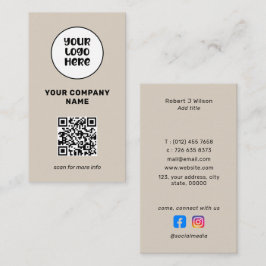 Cartão De Visita Mídia social com código QR de logotipo profissiona
