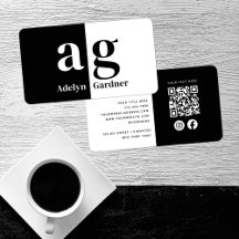 Mídia social com código QR de monograma branco pre