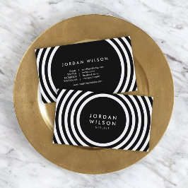 Cartão De Visita Mídia social com linhas redondas negras e brancas 