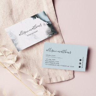 Cartão De Visita Mídia social com mármore negro da Cinza azul gelad