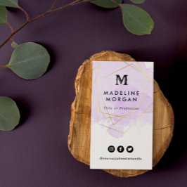 Cartão De Visita Mídia Social de Aquarela lavanda com Foto