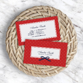 Cartão De Visita Mídia social de Bolinhas vermelha e branca azul