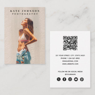 Cartão De Visita Mídia social de código QR de foto mínima mínima na
