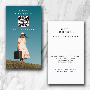 Cartão De Visita Mídia social de código QR do fotógrafo mínimo