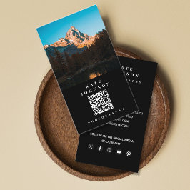 Cartão De Visita Mídia social de código QR mínimo do fotógrafo mode