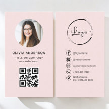 Mídia social de código QR rosa-Blush de foto profi