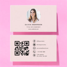 Mídia social de código QR rosa-Blush de foto profi