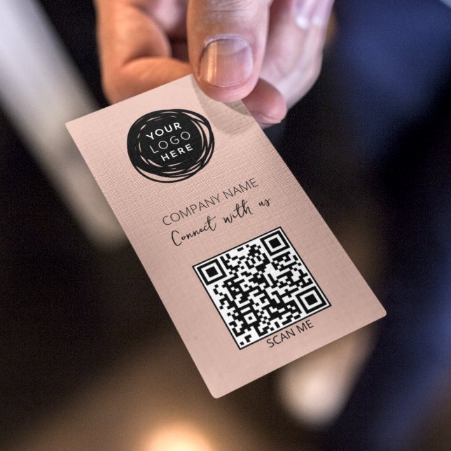Cartão De Visita Mídia social de código QR rosa moderno (Criador carregado)