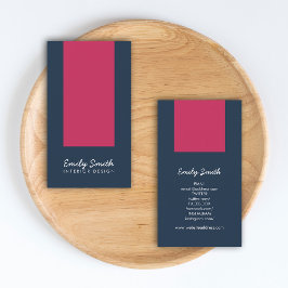 Cartão De Visita Mídia social de design interior rosa e azul escuro