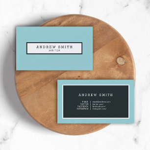 Cartão De Visita Mídia Social de Escritor Azul Moderno Profissional