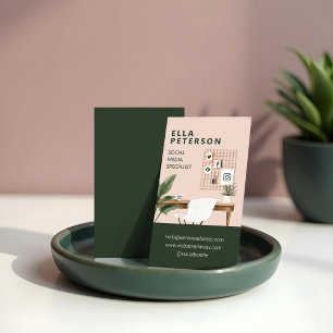 Cartão De Visita Mídia social de escritório de workstation de Na mo