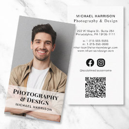 Cartão De Visita Mídia social de foto de código QR profissional