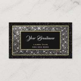 Cartão De Visita Mídia Social e Compromisso Flashy Silver Glitter