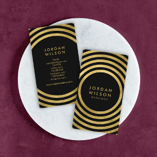 Cartão De Visita Mídia Social Geométrica dos Círculos Dourados Eleg