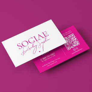 Cartão De Visita Mídia Social Minimalista Marketing Digital Rosa Br