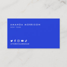 Cartão De Visita Mídia Social Profissional Minimalista Azul Ousado