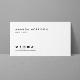 Cartão De Visita Mídia Social Profissional Minimalista Branco