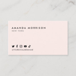 Cartão De Visita Mídia Social Profissional Minimalista Rosa