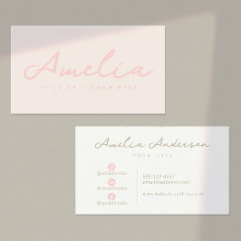 Cartão De Visita Mídia Social Profissional Moderna Rosa Pastel