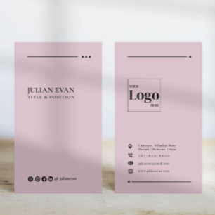 Cartão De Visita Mídia Social Rosa Moderna Vinculada