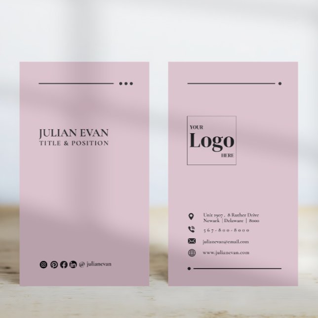 Cartão De Visita Mídia Social Rosa Moderna Vinculada (Criador carregado)