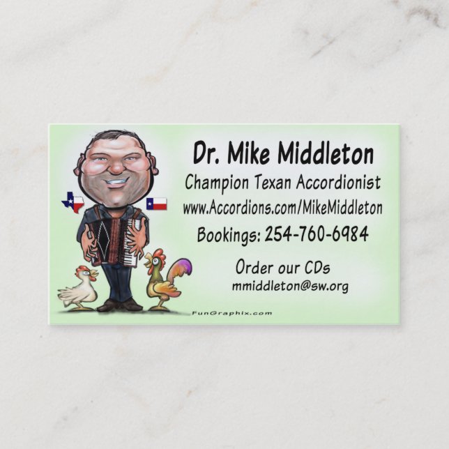 Cartão De Visita Mike & a música de Middletones (Frente)