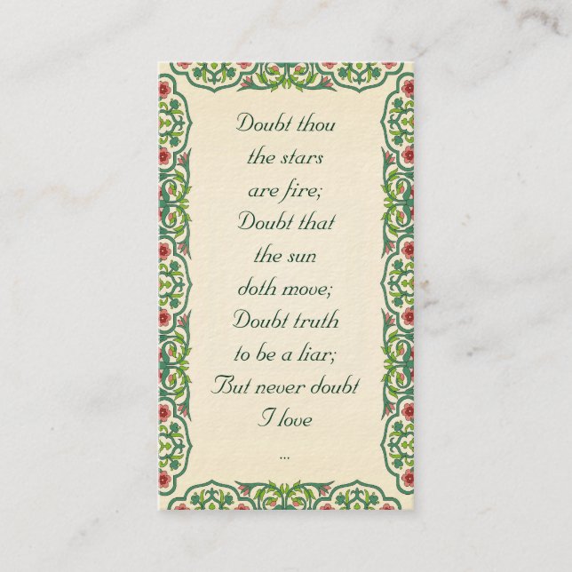 Cartão De Visita Mil da dúvida as estrelas é fogo; Duvide que (Frente)