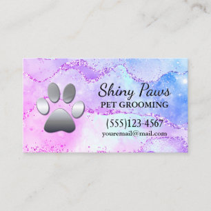 Cartão De Visita Milho Agate Glitter Paw Pet De Cachorro