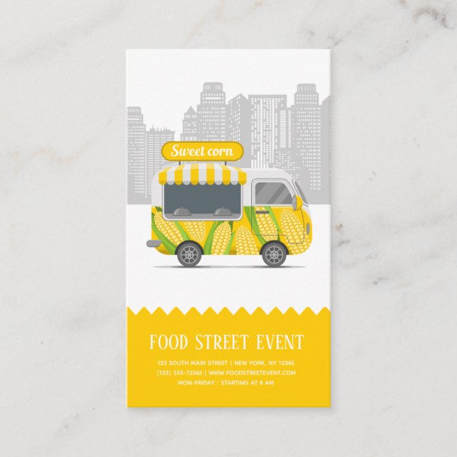Cartão De Visita Milho doce da rua de caminhão comida (Frente)
