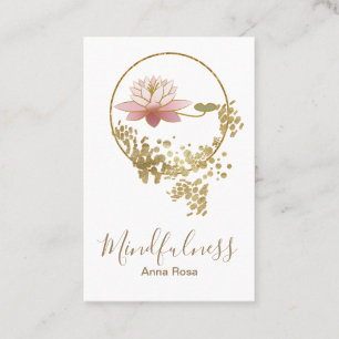 Cartão De Visita Mindfulness Dourado da meditação da ioga de Lotu