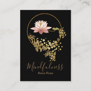 Cartão De Visita Mindfulness Dourado da meditação da ioga de Lotus
